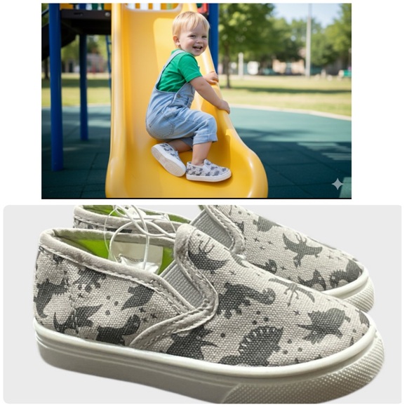 Other - Toddler  Dinosaur Print Slip-On Shoes - Gray Size 6